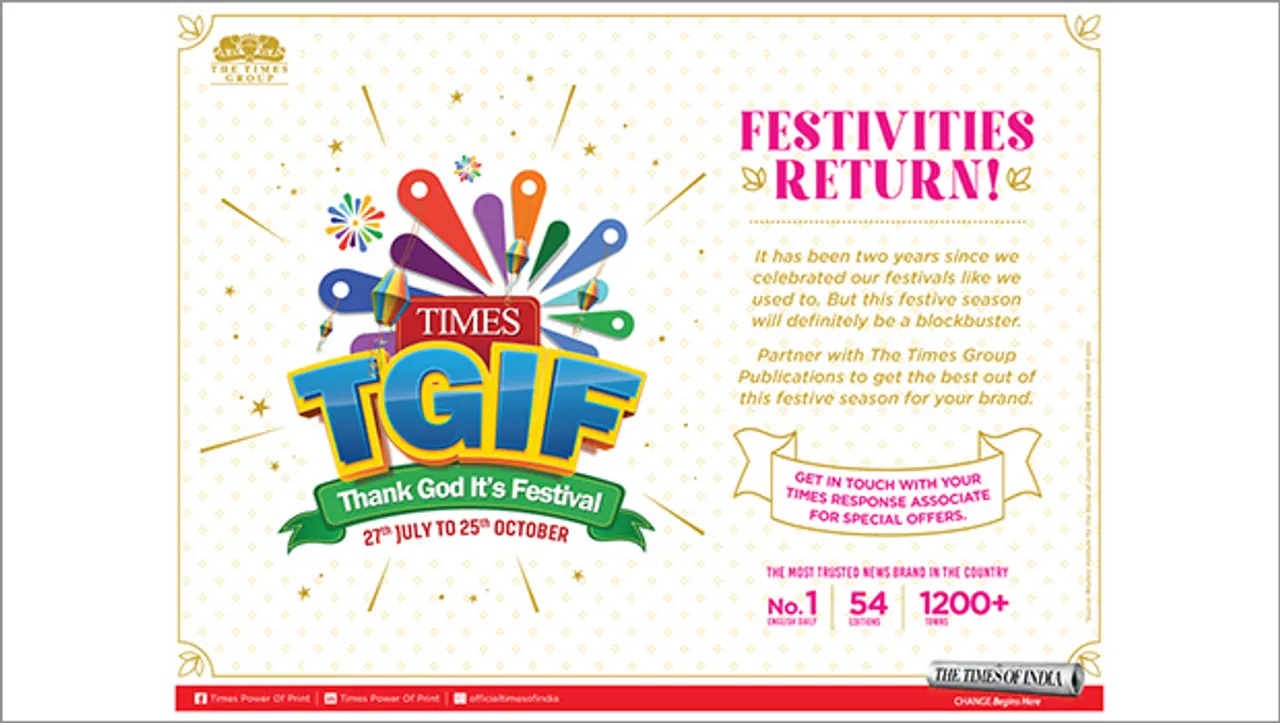 The Times of India to celebrate the upcoming festive season with 'TGIF'