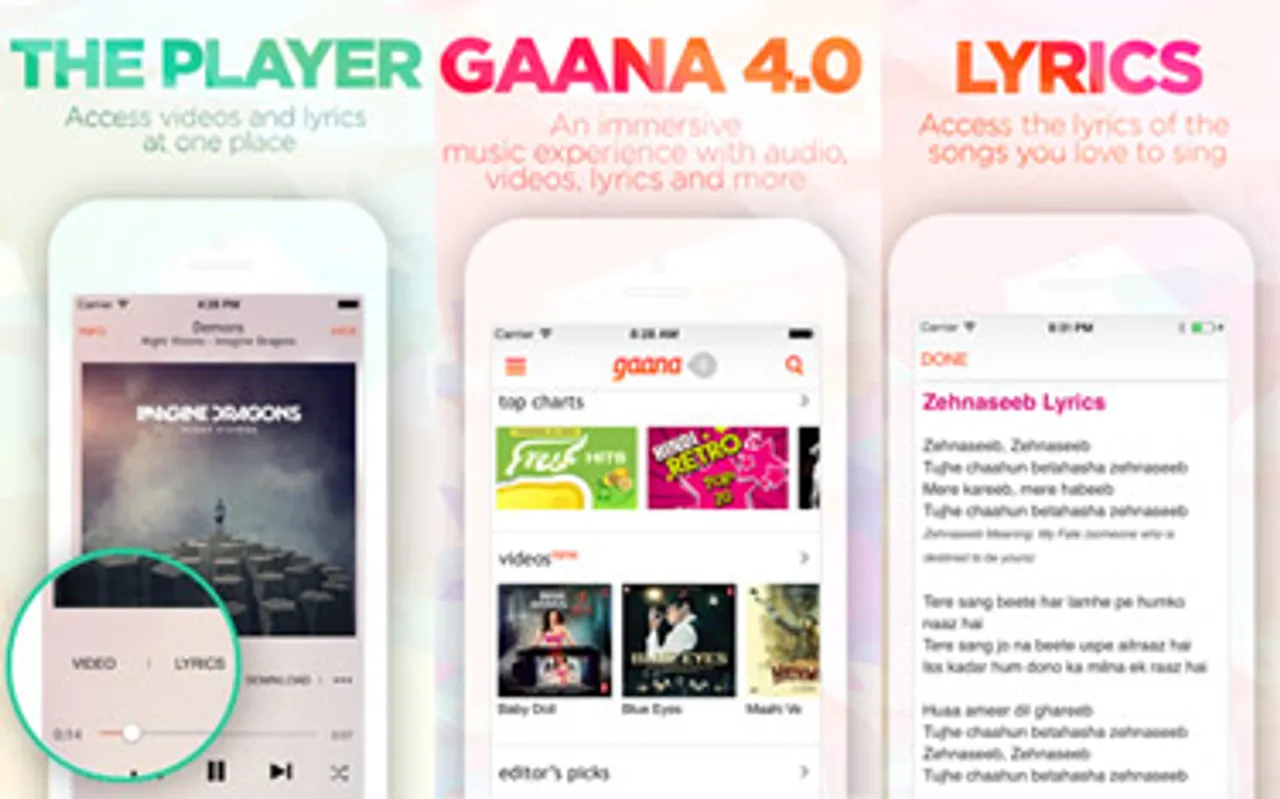 Gaana 4.0 app features music videos, lyrics