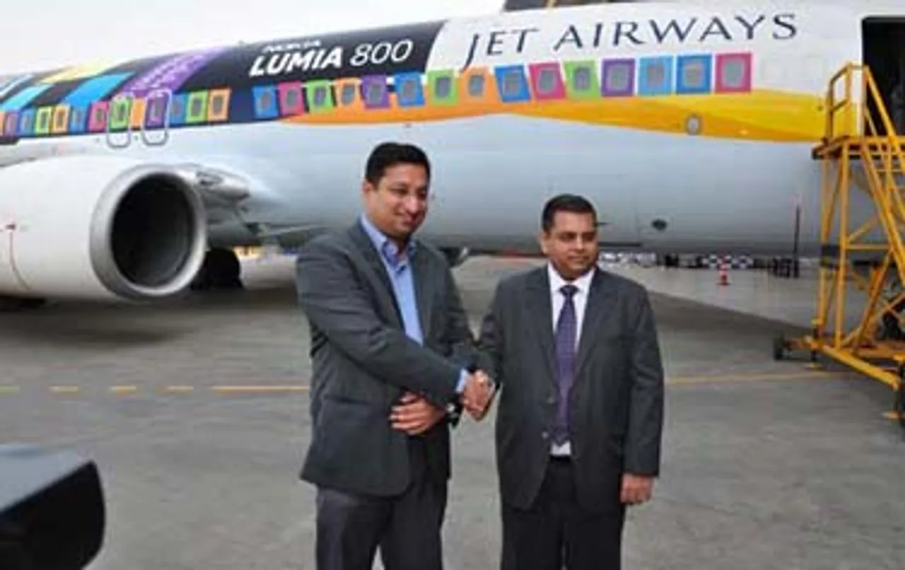 Nokia does an aircraft wrap for Lumia on Jet Airways aircraft