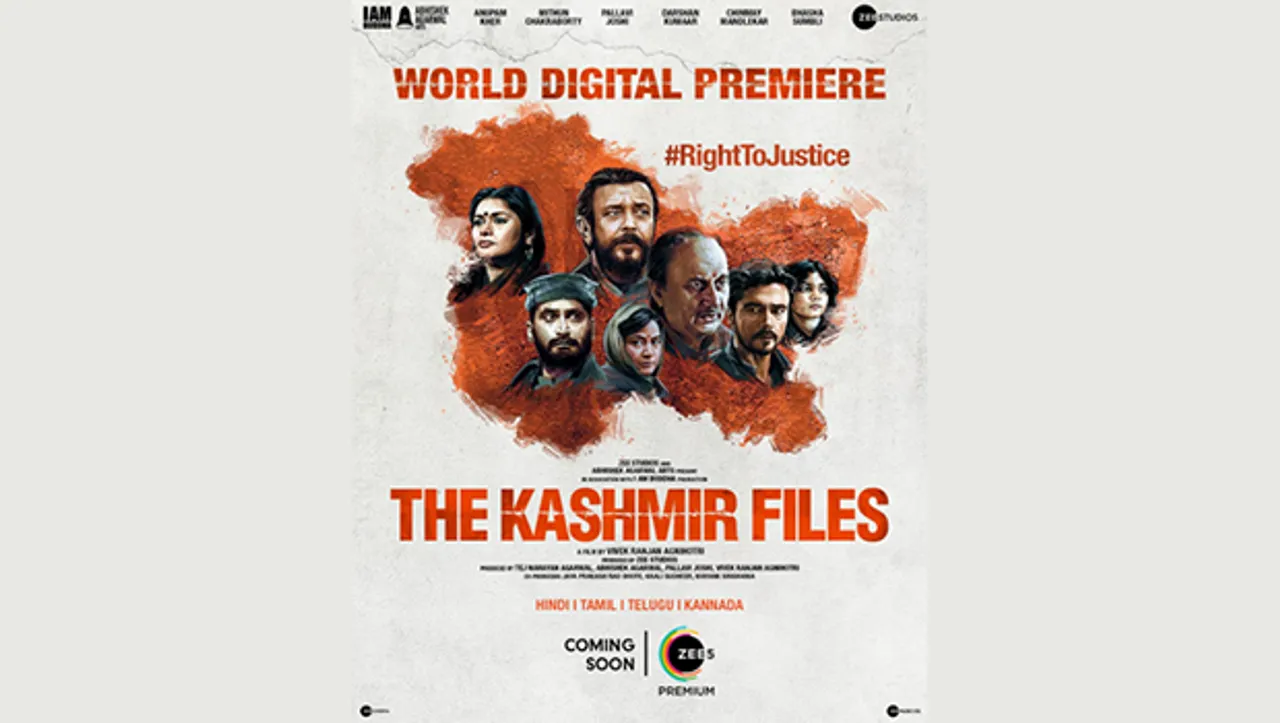 Zee5 to release 'The Kashmir Files' in Hindi, Tamil, Telugu, Kannada and Indian sign language