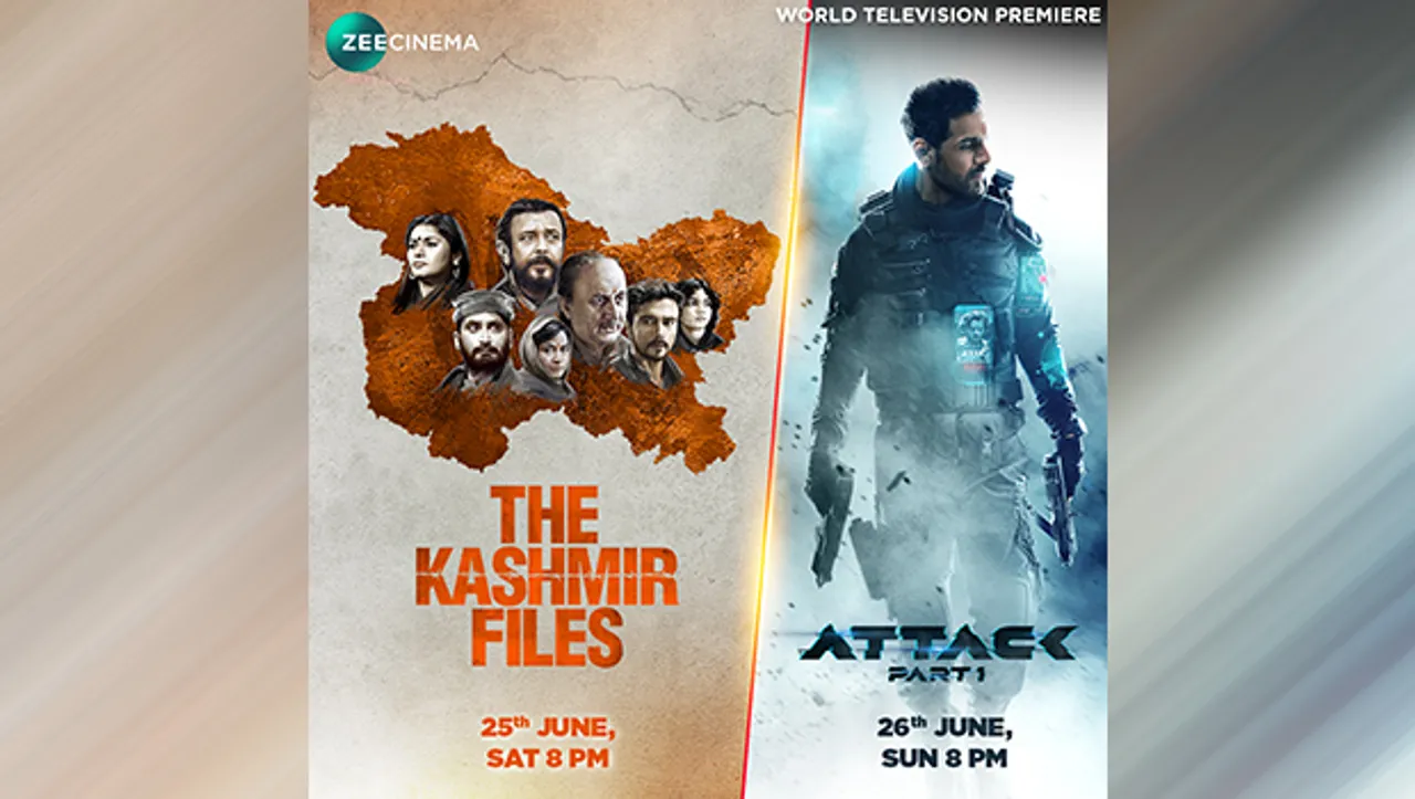 Zee Cinema to bring world television premiere of 'The Kashmir Files' & sci-fi action thriller 'Attack'