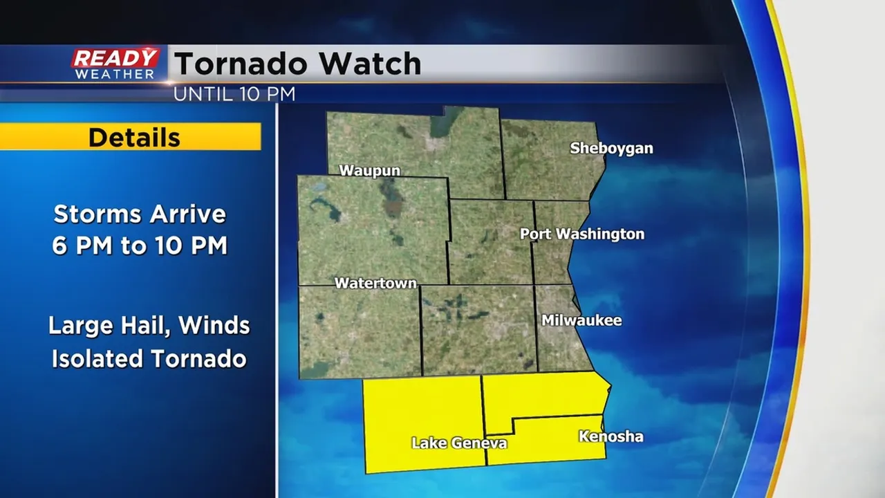 Tornado Watch in Effect for Southeast Wisconsin Urgent Weather Alert