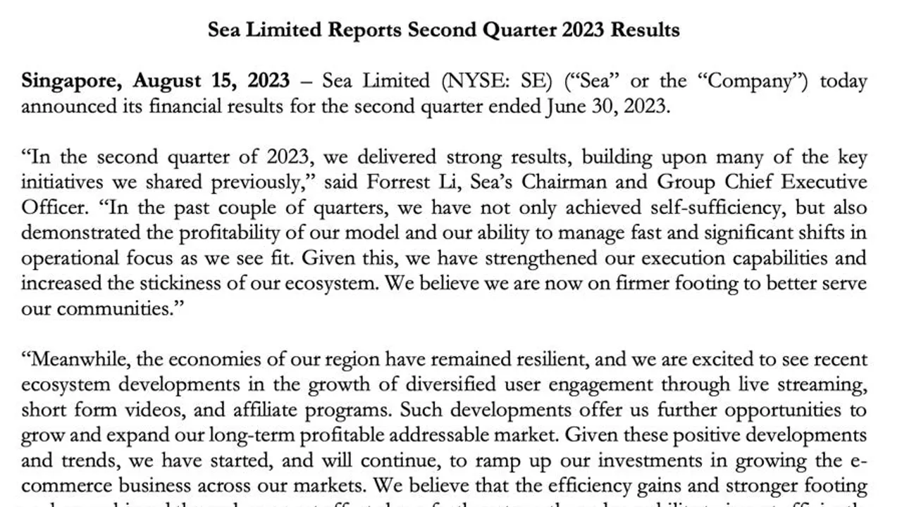 Sea Limited Eyes Second Year of Profit in 2024, Bolstering Digital Banking and E-commerce
