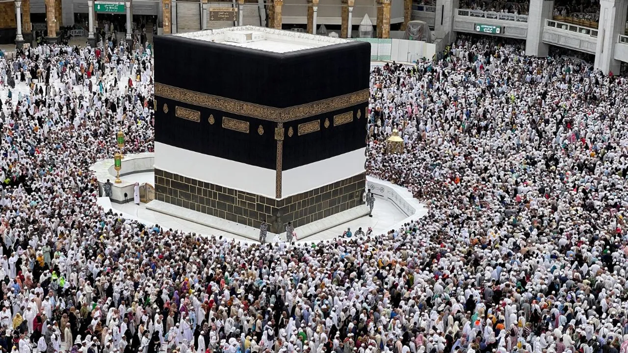 Muslim pilgrims circle the Kaaba as they pray at the Grand Mosque, during the annual haj pilgrimage in the holy city of Mecca, Saudi Arabia July 12, 2022.
<br>
Image Credit: Reuters