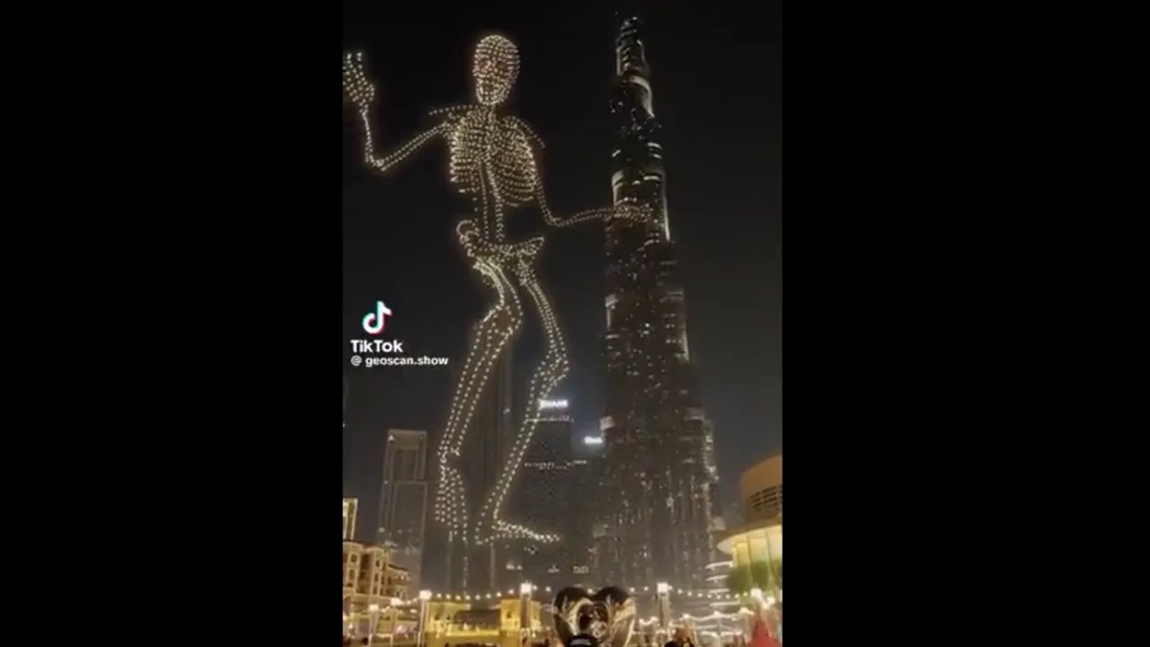 Dubai's Skyline Transformed by Drone Spectacle for Halloween