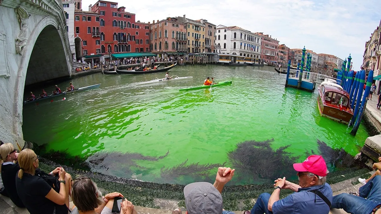 Italian Waters Turn Green as Climate Activists Demand Action