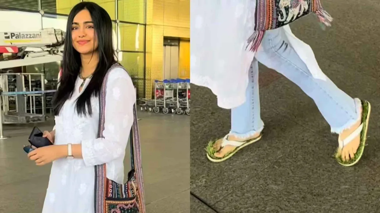 Adah Sharma wearing grass slippers