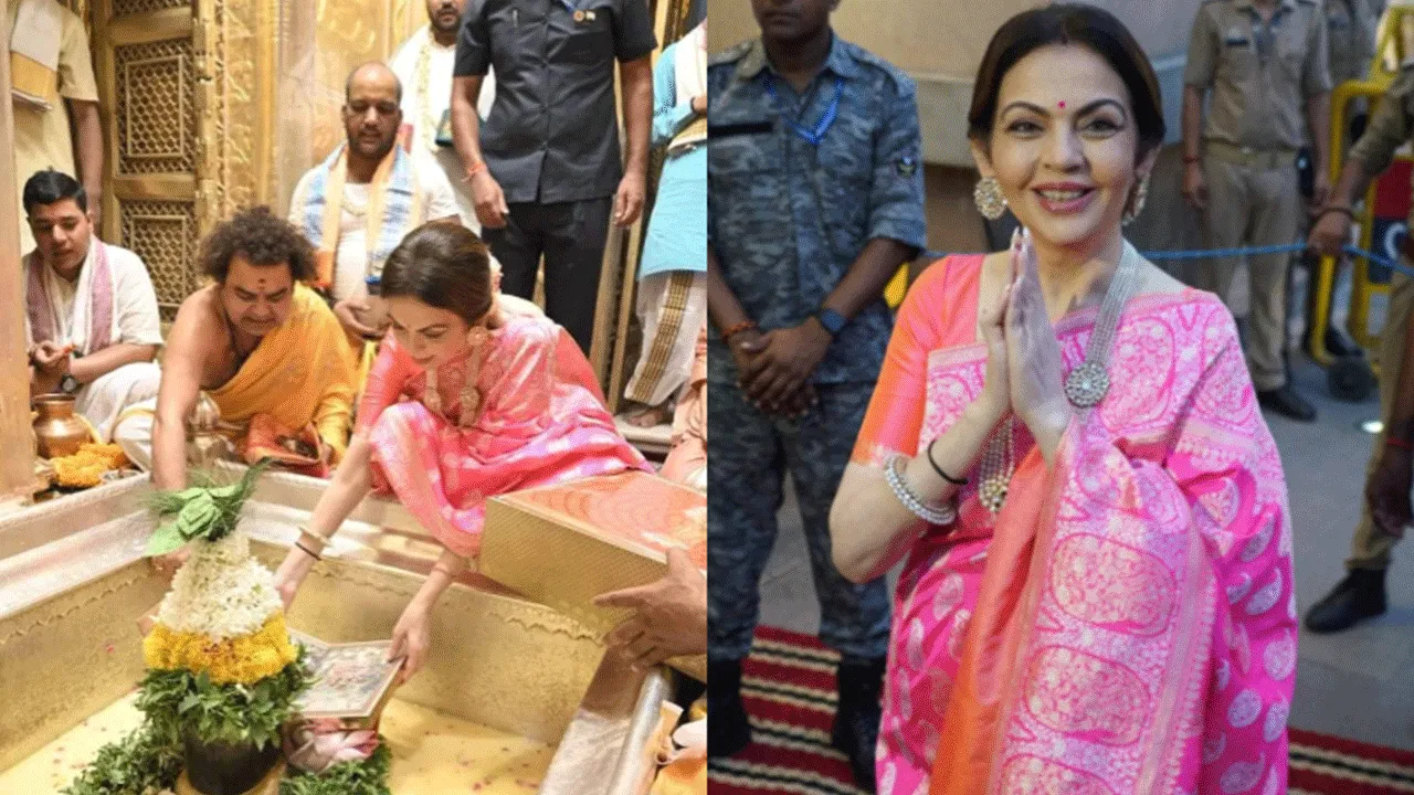 Nita Ambani Visits Baba Vishwanath Temple to Offer Son's Wedding Card