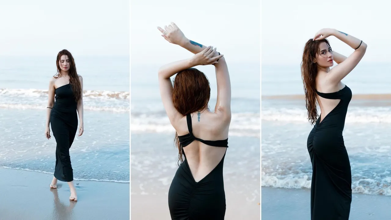 Mahira Sharma's Stunning Black Backless Beach Look