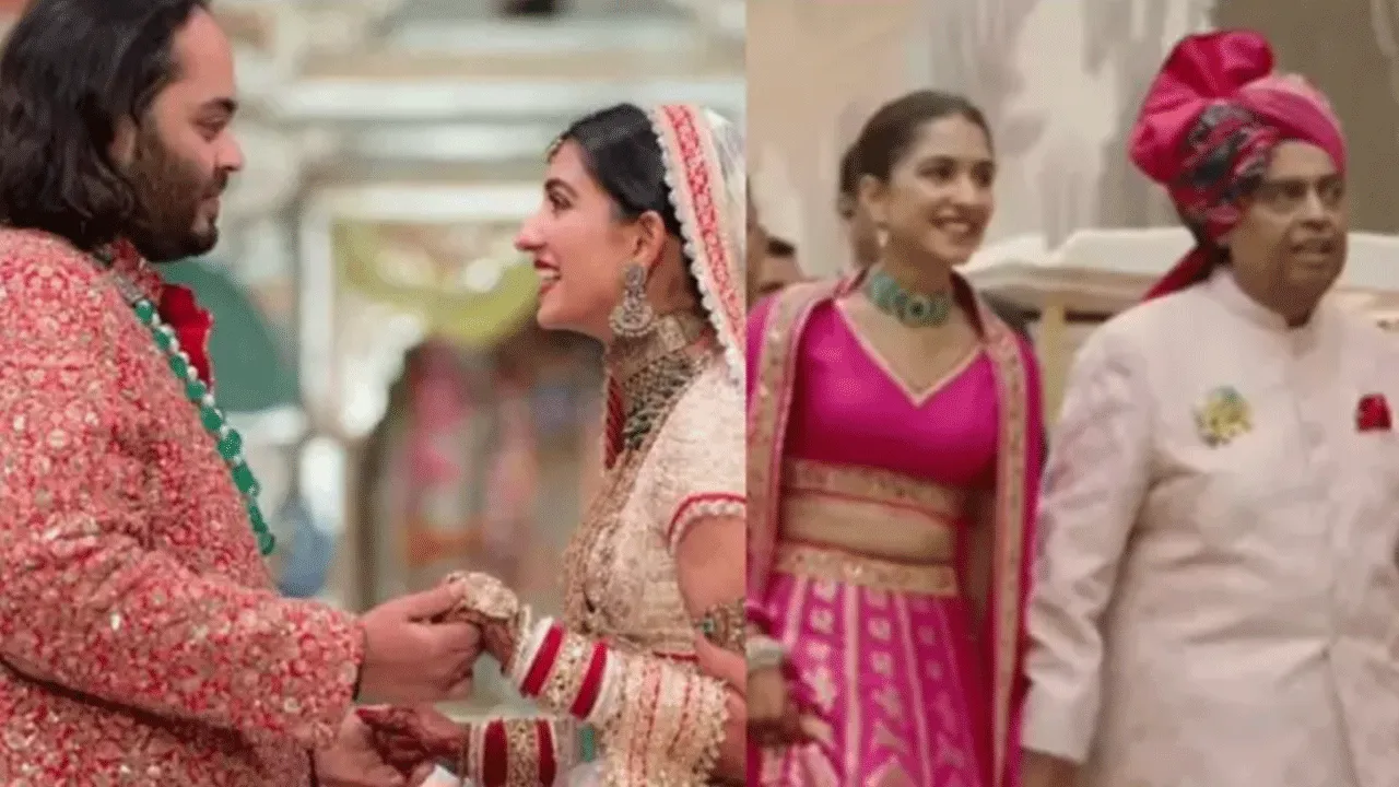 Daughter-in-law Radhika Merchant seen in pink outfit with father-in-law Mukesh Ambani