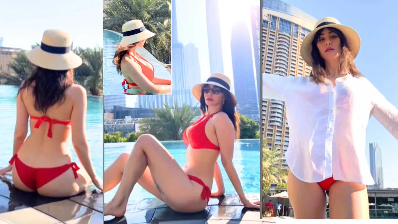 Giorgia Andriani's Red Bikini Look Dubai Getaway Fire