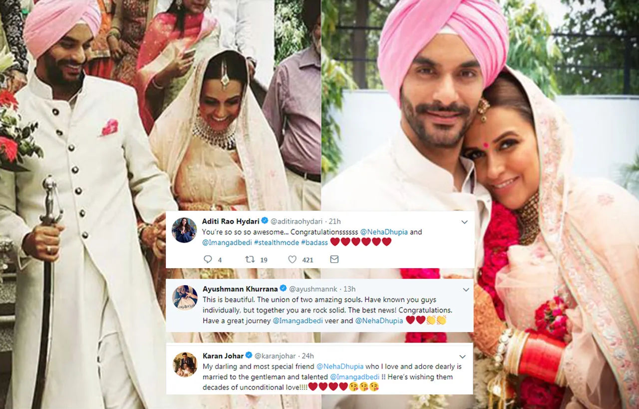 BOLLYWOOD REACTS TO THE SECRET MARRIAGE OF NEHA DHUPIA AND ANGAD BEDI