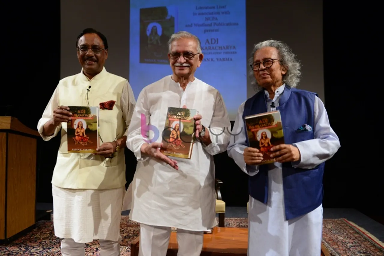 Pavan K. Varma, Gulzar, Anil Dharker at the launch of Adi Shankaracharya-