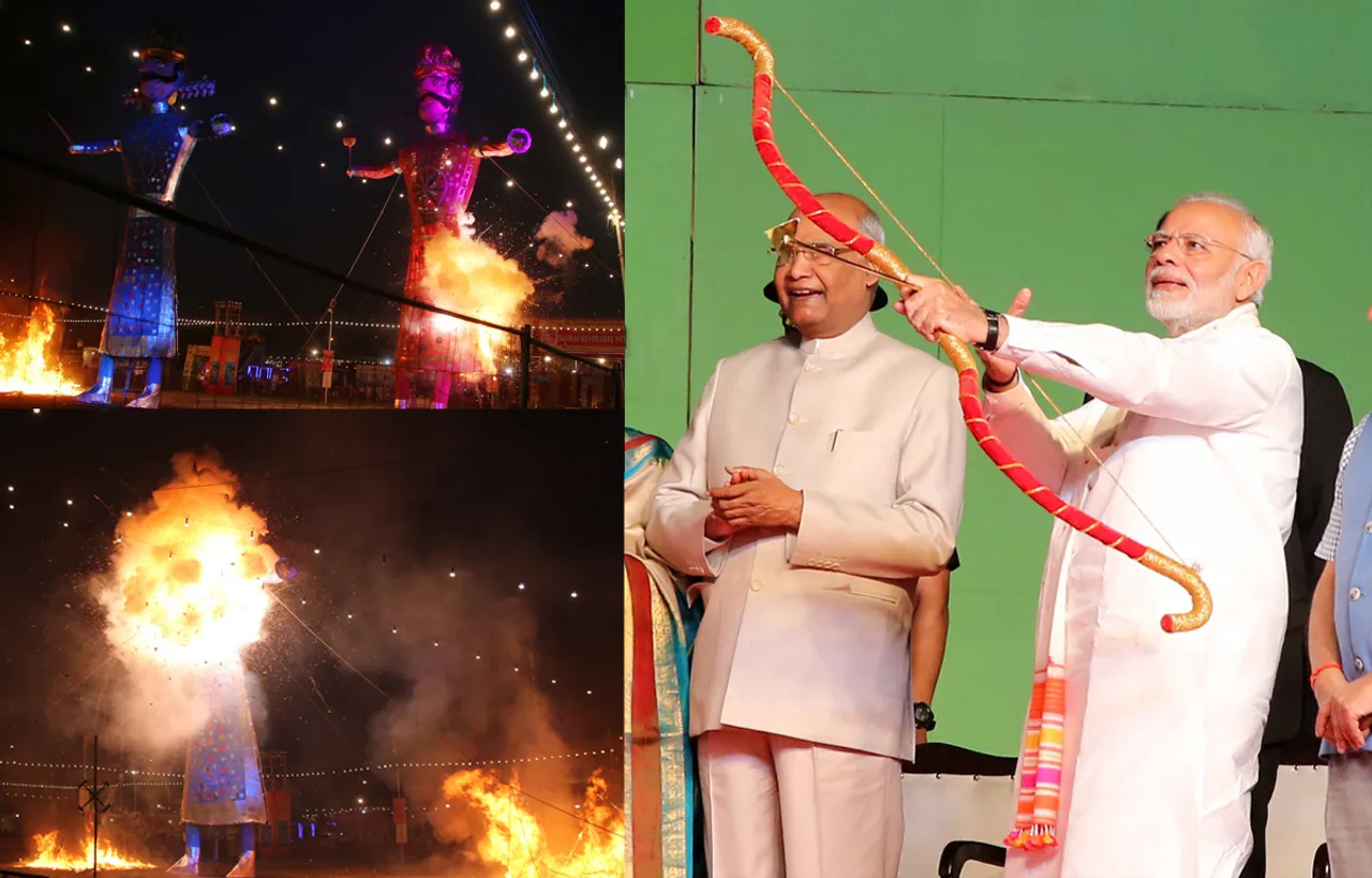 President Ram Nath Kovind & PM Narendra Modi at Luvkush Ramlila for ‘Raavan Dehan’