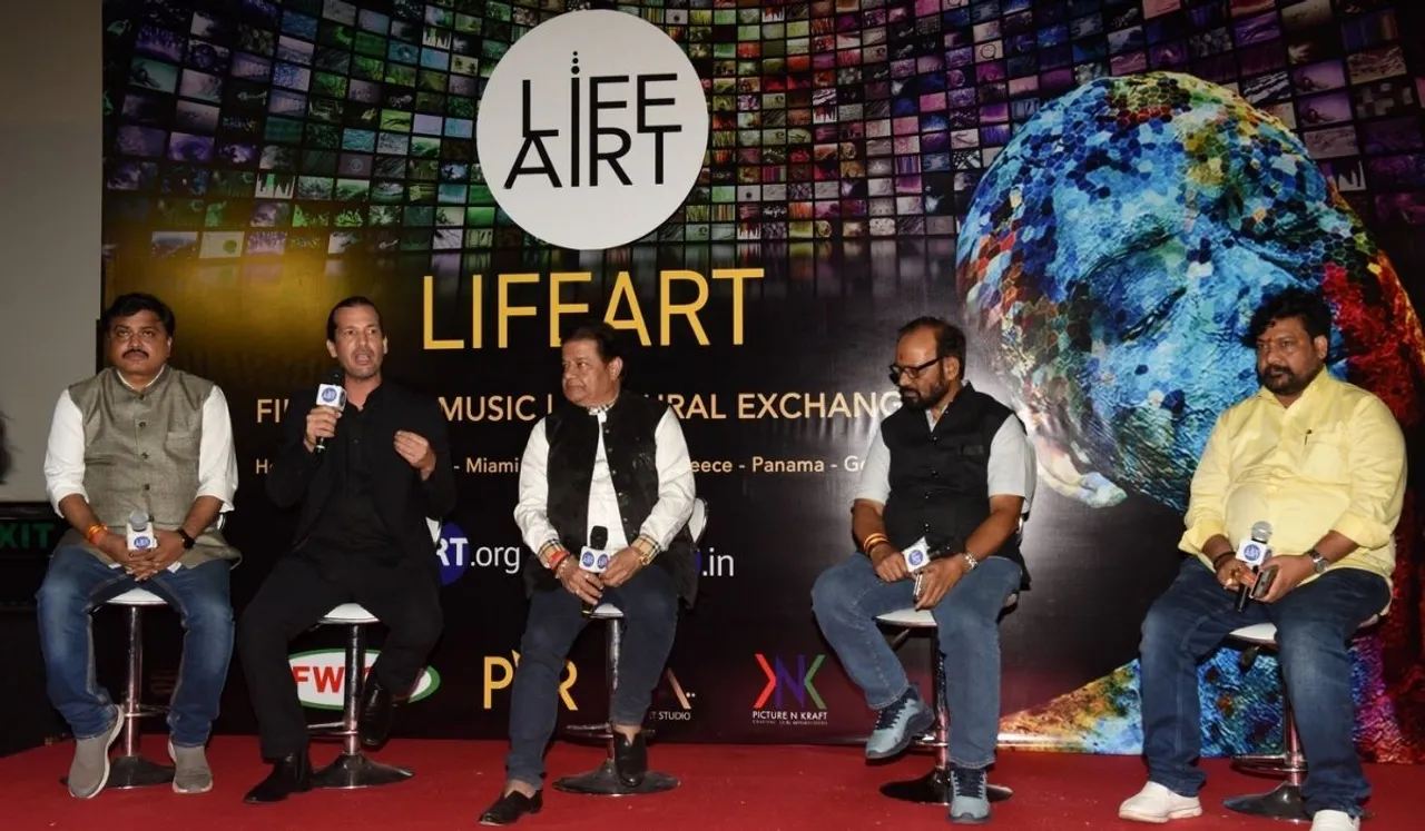 Ran Mor’s LifeArt in association with FWICE, (Federation of Western India Cine Employees ) and PVR Cinemas unveiling by Padama Shri Anup Jalota and BN Tiwari