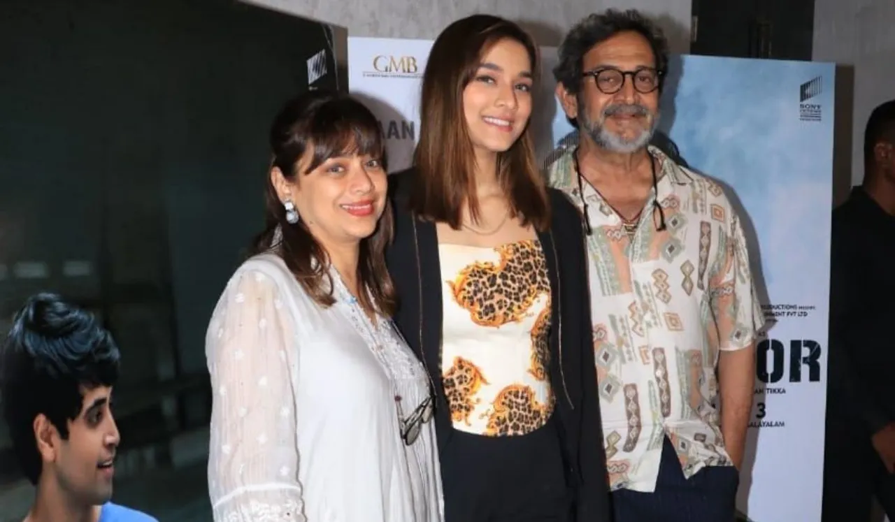 Actress Saiee Manjrekar hosts a special screening for her family and friends for her upcoming film Major