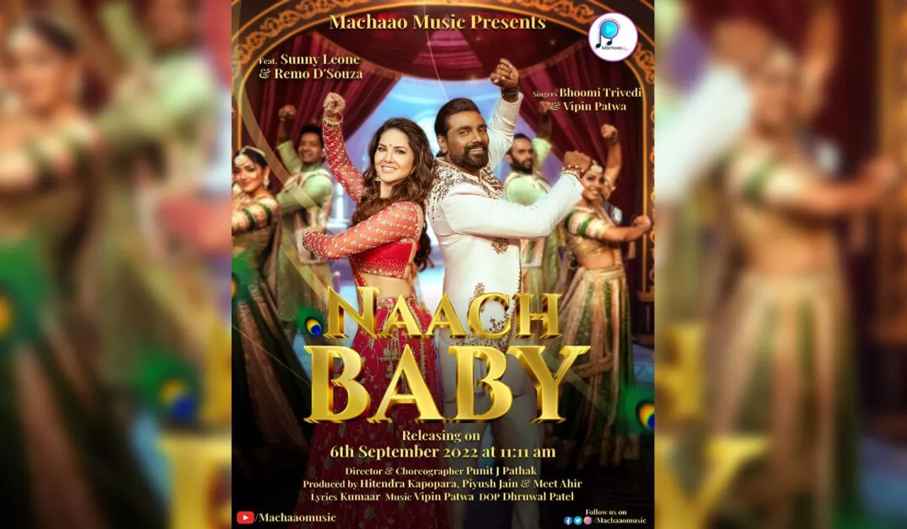 Sunny Leone and Remo D’Souza look stunning in the first poster of Machaao Music’s upcoming single Naach Baby