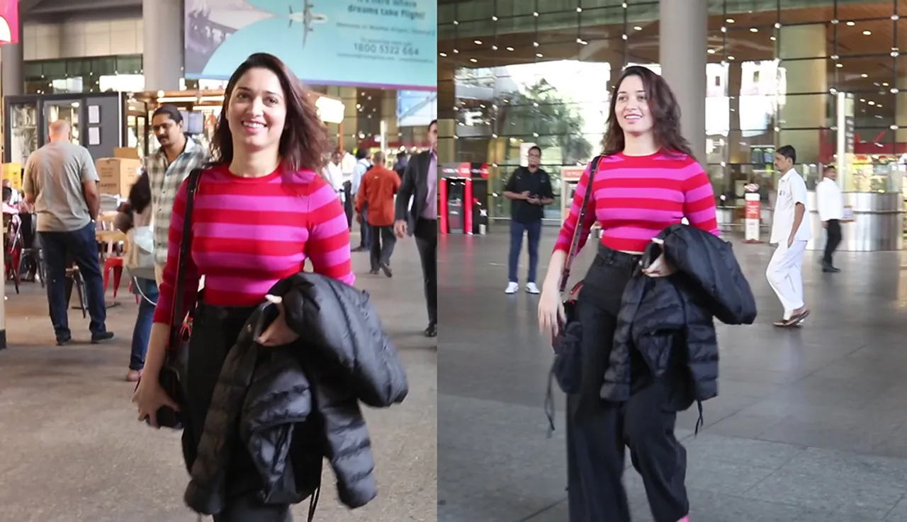 TAMANNA BHATIA SPOTTED AT AIRPORT AS SHE IS RETURNING BACK FROM RAJKOT