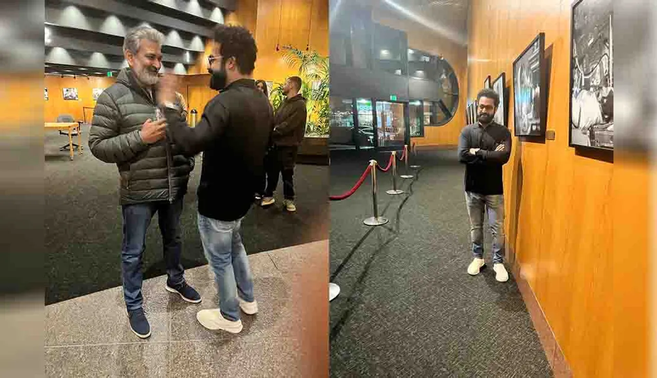 <strong>NTR Jr & S S Rajamouli receive a standing ovation at the Directors Guild of America theatre in LA</strong>