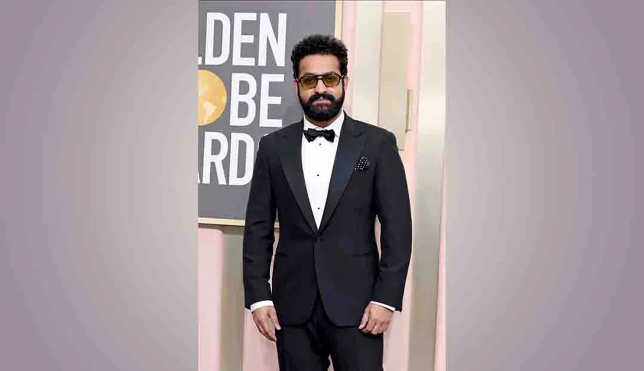 NTR Jr owns the red carpet at Golden Globe in a classic black tuxedo
