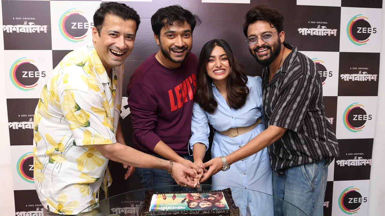 Rishi Kaushik, Suhatro Mukherjee, Ishaa Saha, Sourav Das during the promotion of Bengali romantic thriller series Paashbalish_1