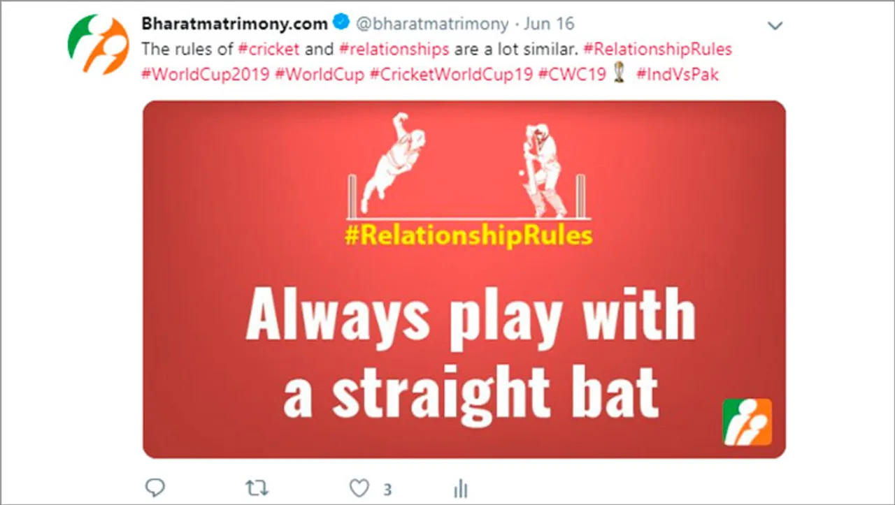 How BharatMatrimony is riding the World Cup wave through social media contextual posts