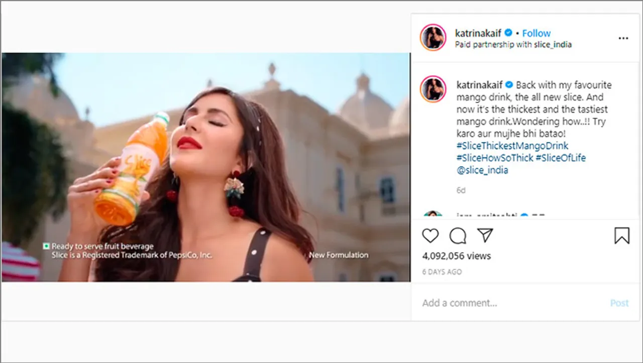 Slice combines reach of brand ambassador Katrina Kaif and young influencers on social media to reach out to consumers