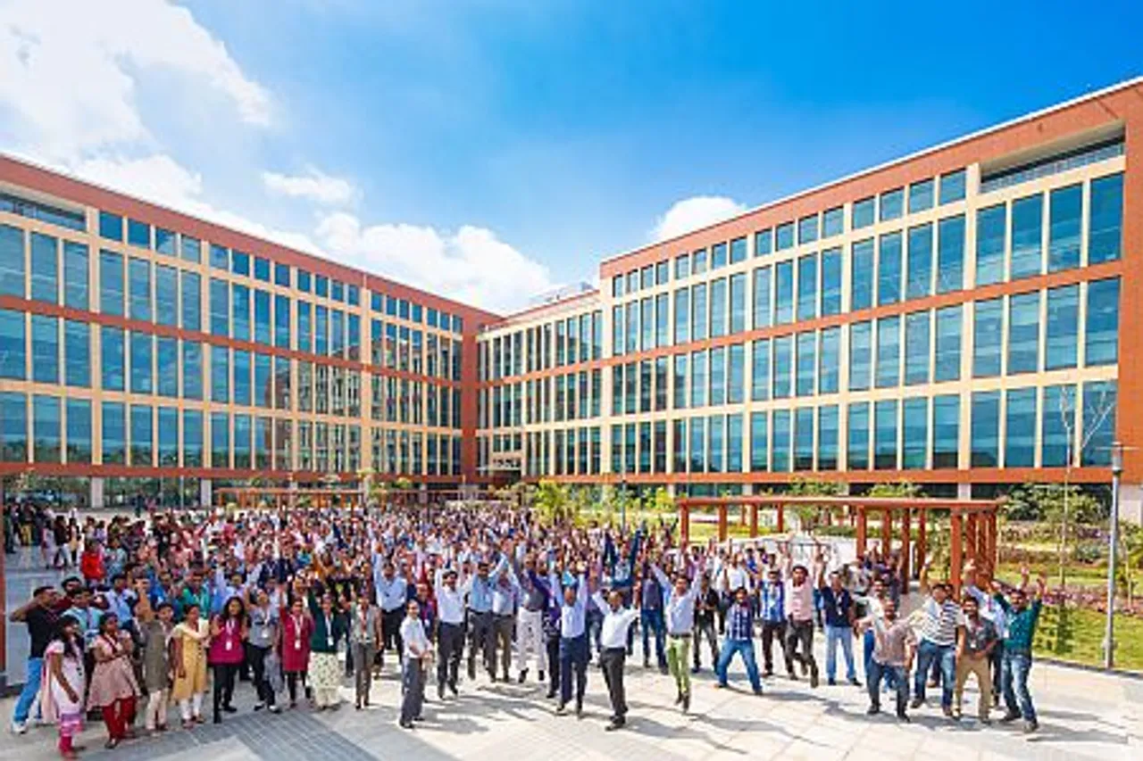 Employees cheering at the new RD center in Whitefiled Bangalore