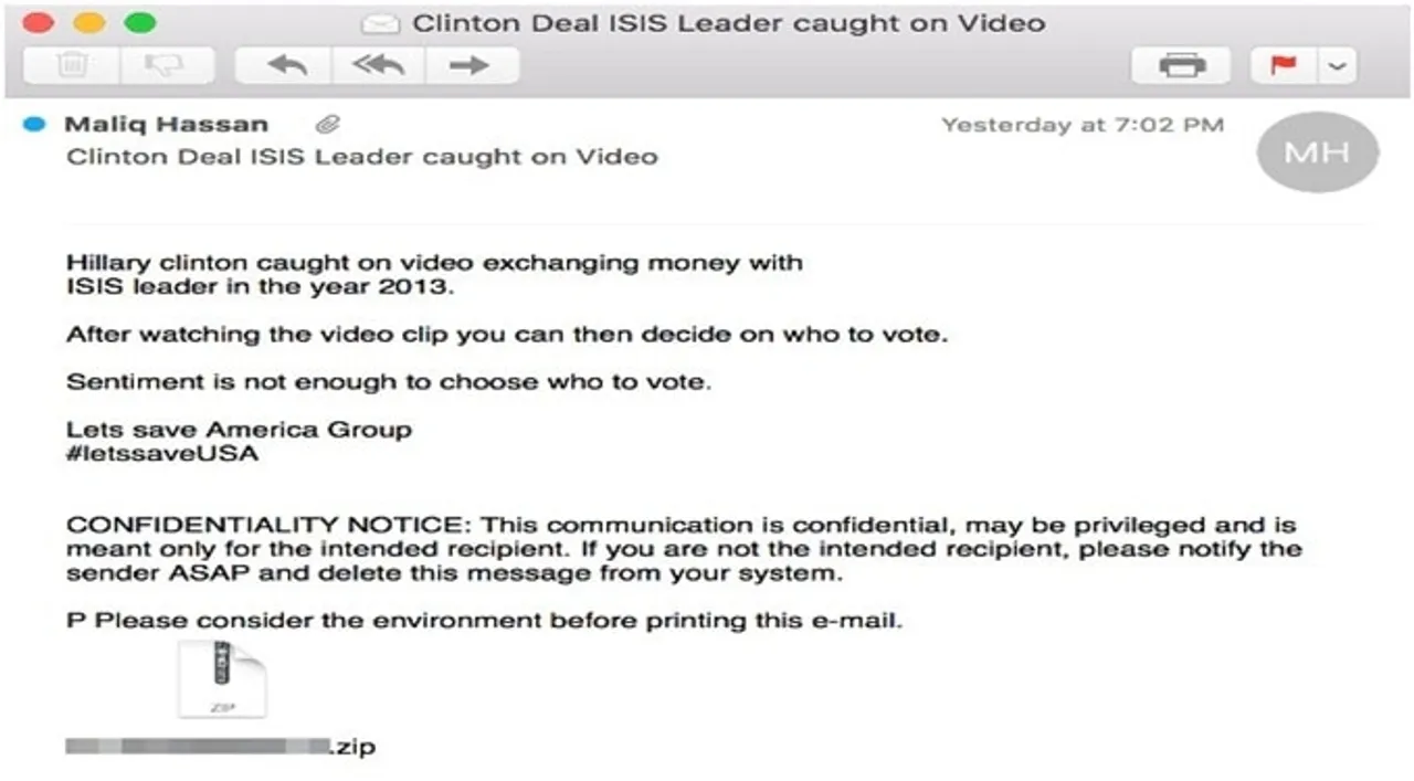 CIOL Video involving Hillary Clinton and ISIS is a spam