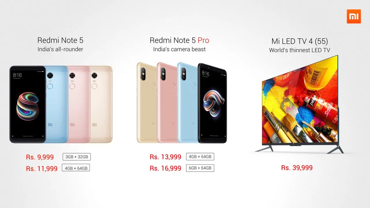Xiaomi launches Redmi Note 5, Note 5 Pro and Mi TV 4 in India