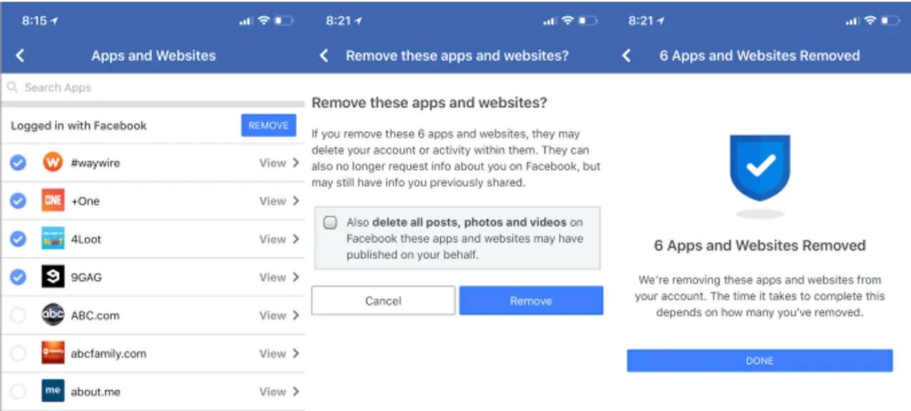 Facebook's new bulk removal option lets users delete third-party apps