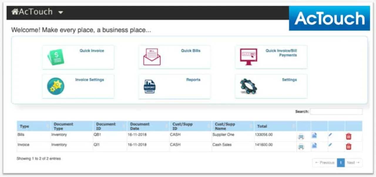 Free GST Software for Start up entrepreneurs & SME by AcTouch Technologies