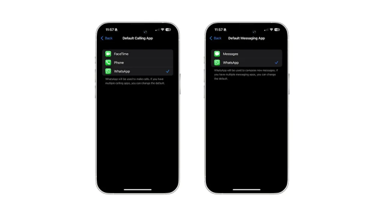 iPhone users can now use WhatsApp as their default calling and messaging app