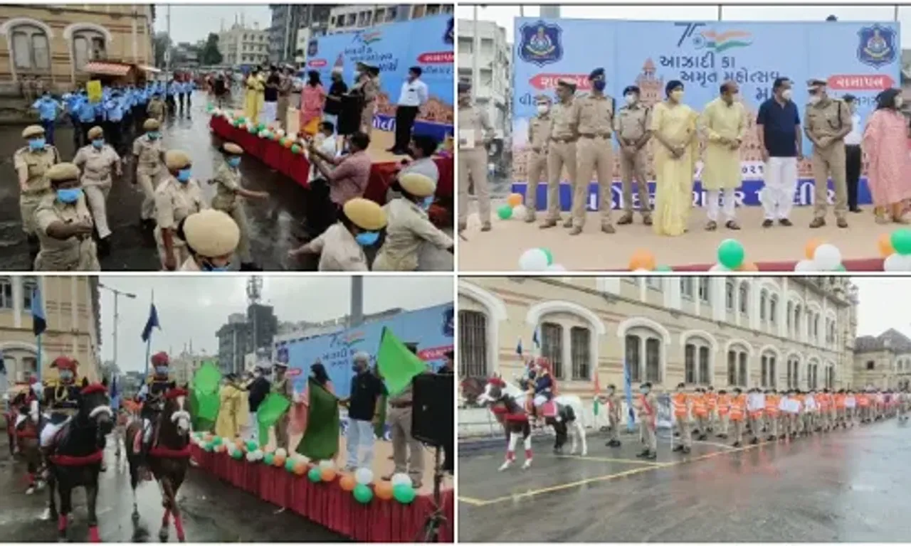 March past by Vadodara police as part of Azadi ka Amrut Mahotsav