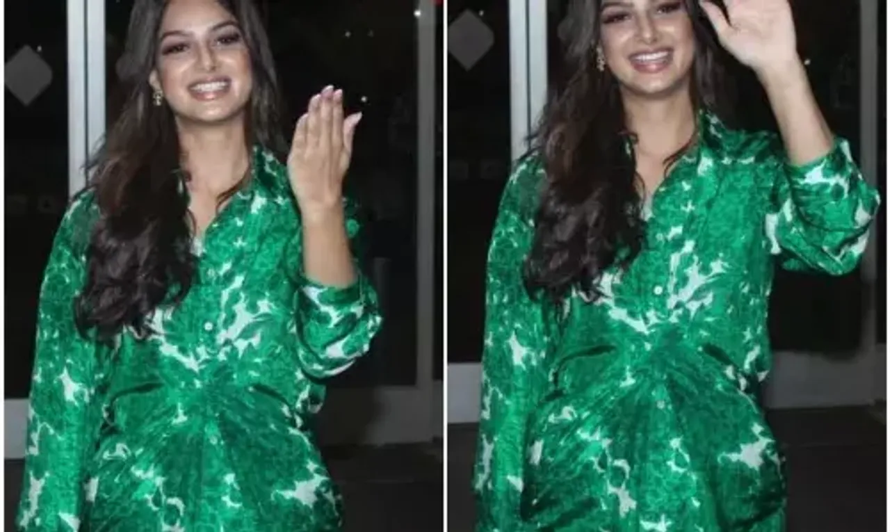 Harnaaz Sandhu, Miss Universe, wins the airport fashion game in a patterned blouse-pants, costs Rs 18K