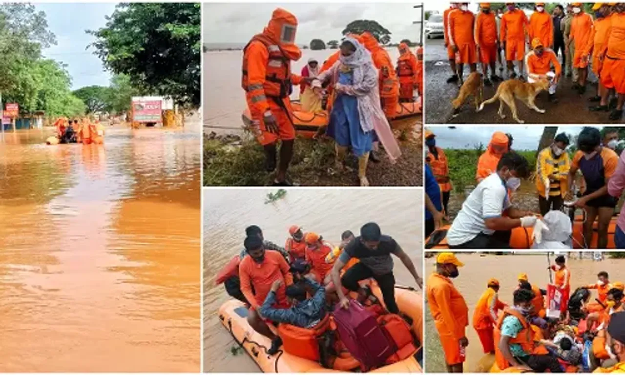 6 BN NDRF Vadodara moved 313 people, including an elderly woman, man with paralysis and a dog, to safety in flood hit Maharashtra