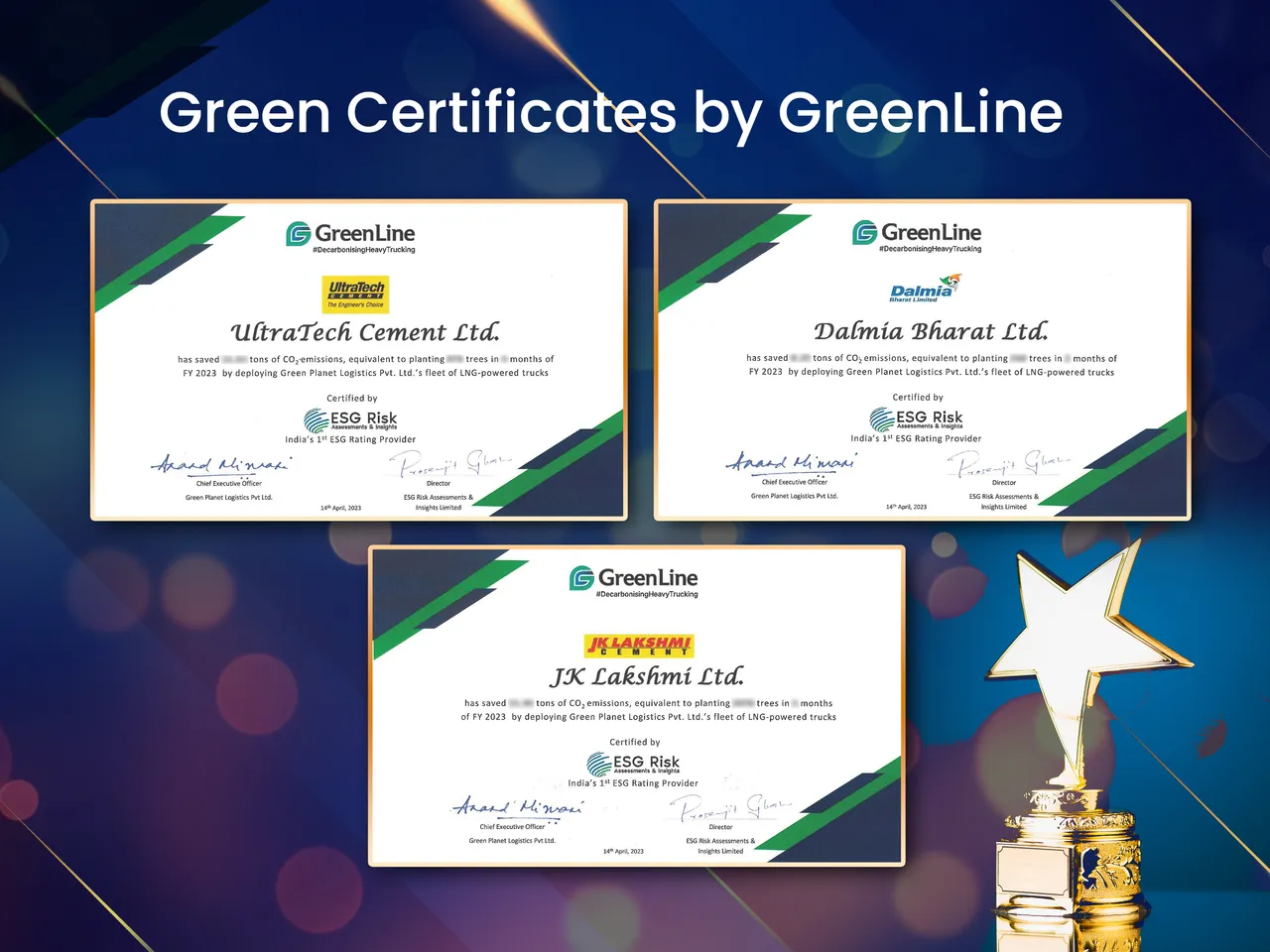 GreenLine Contributes To ESG Mission of JK Lakshmi, Dalmia & UltraTech