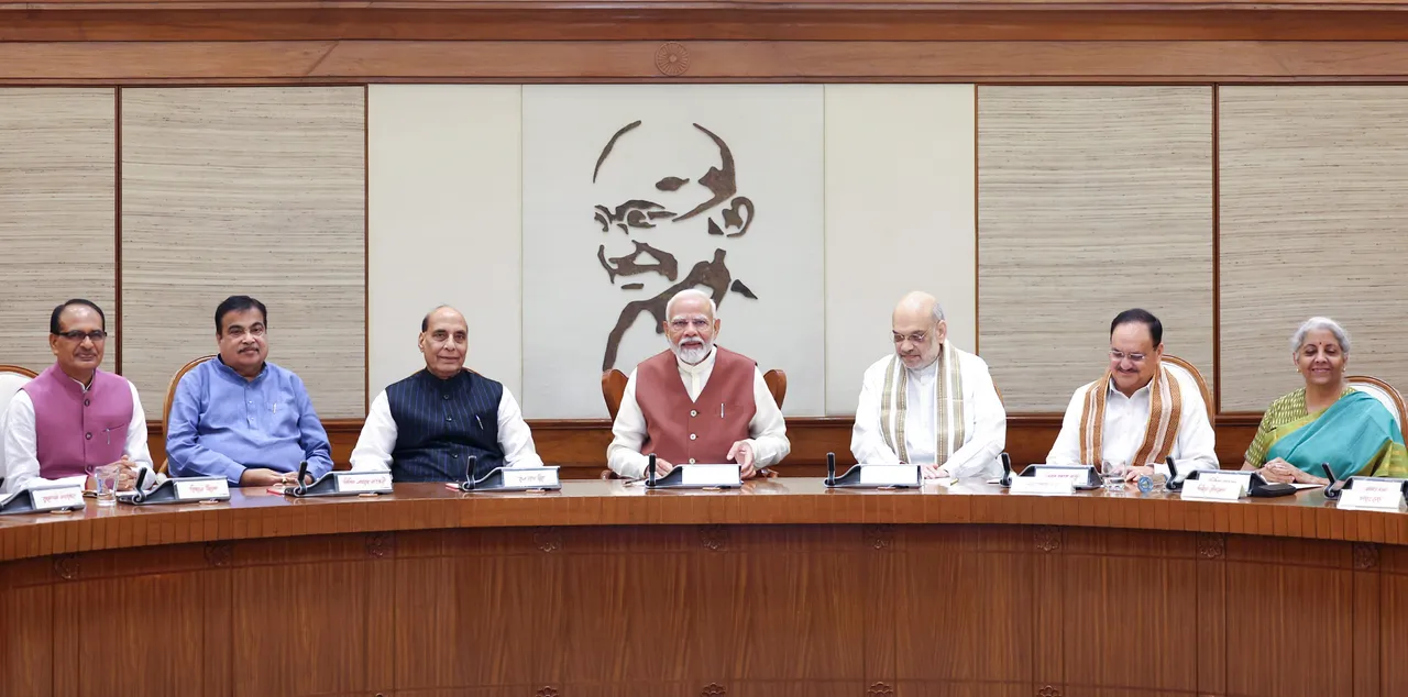 India's Prime Minister Narendra Modi chairing a cabinet meeting 