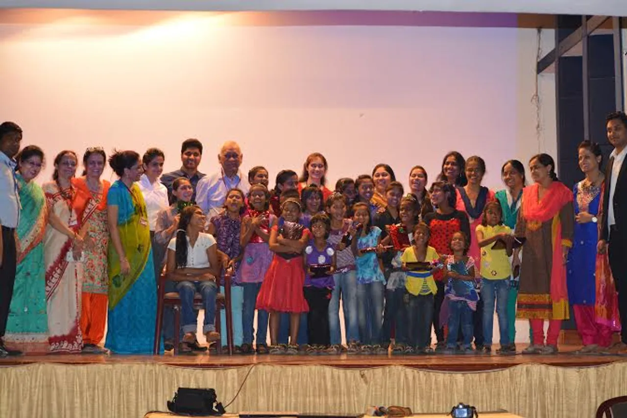 Students of ITM Kharghar Distributed Recycled Notebooks amongst Young Girls