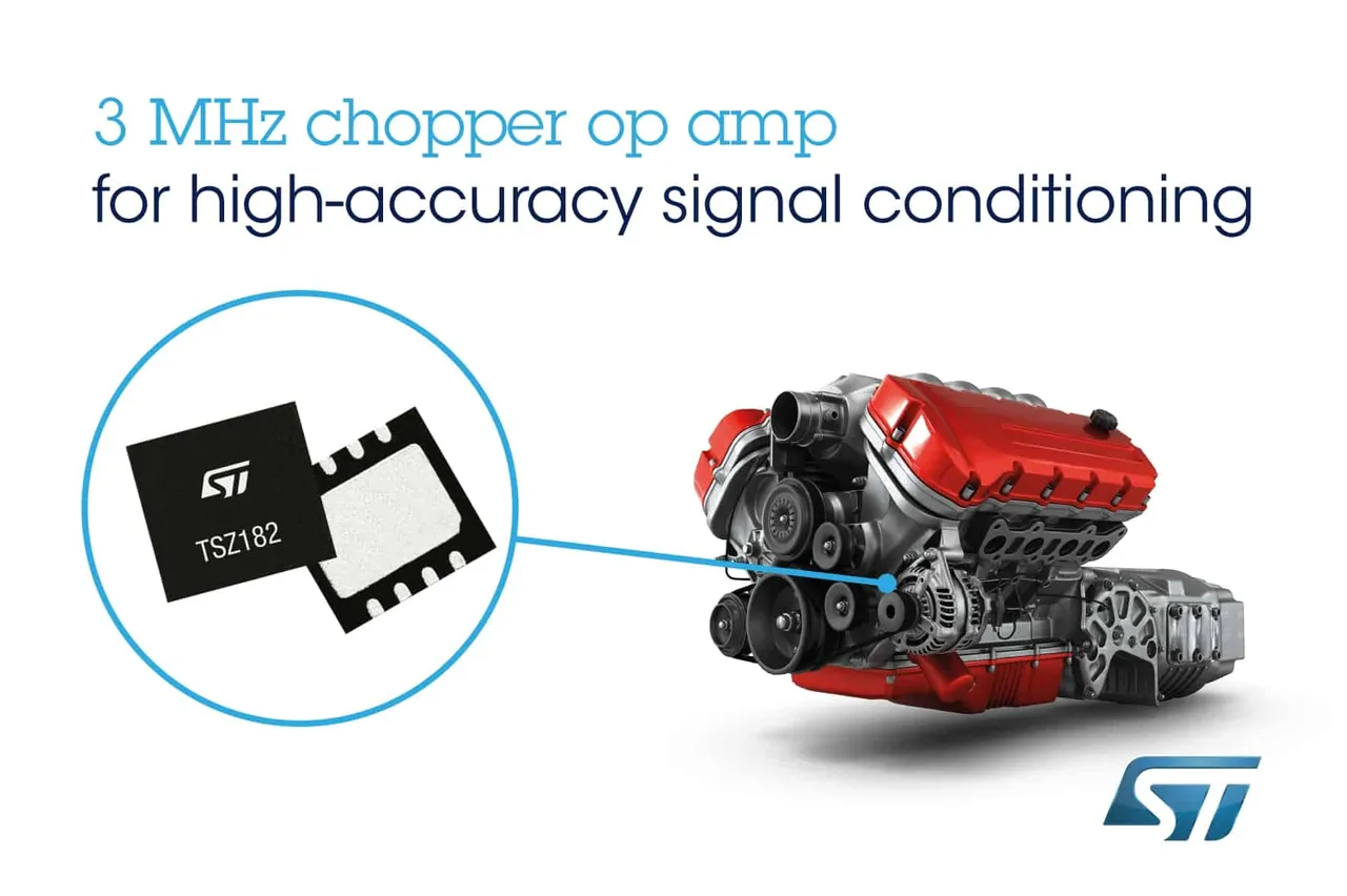 3MHz Chopper Op Amps from STMicro feature rail-to-rail input and output in tiny footprint