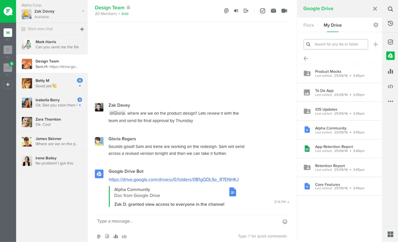 Flock announces the deepest integration with Google Drive in its space