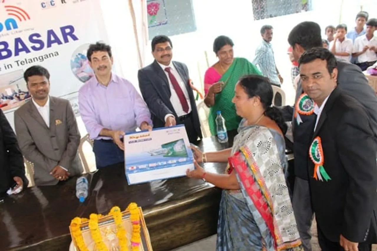 Jayesh Ranjan donating comupters to Girls School