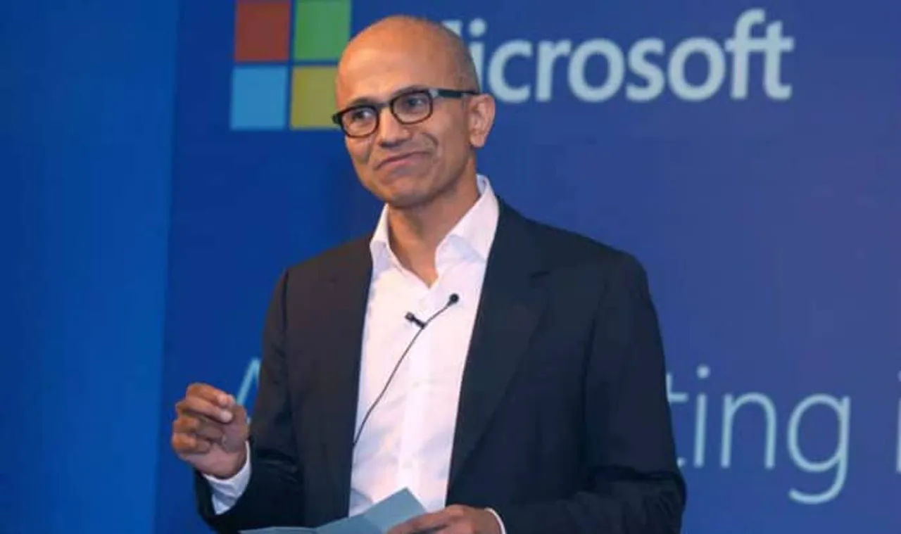 microsoft chief executive officer satya nadella during a press conference in new delhi