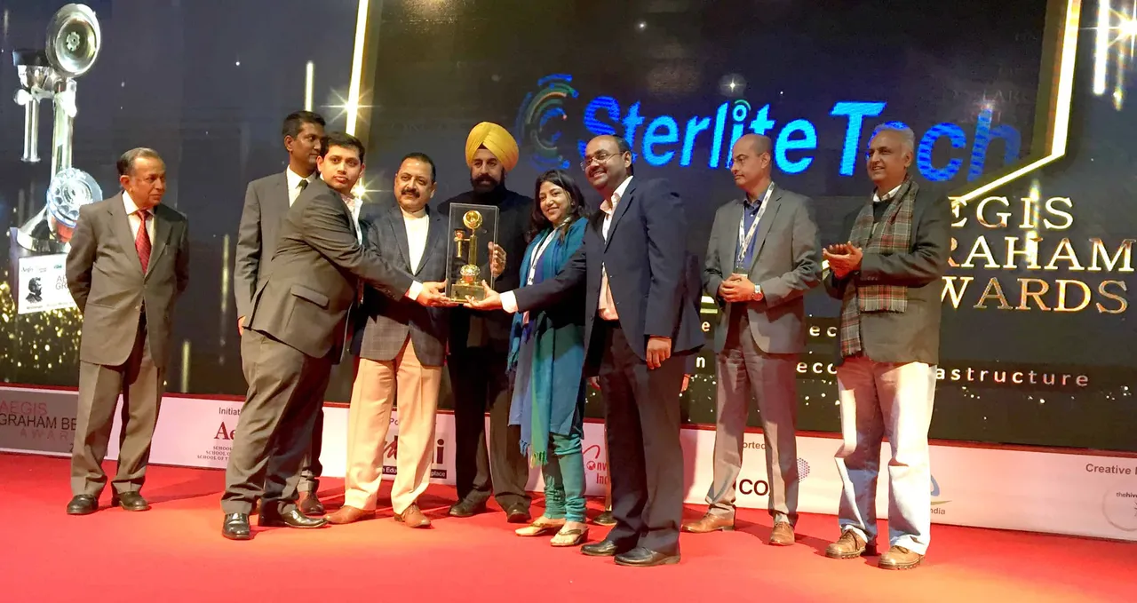 Sterlite Tech Team receiving the Aegis Graham Bell Award