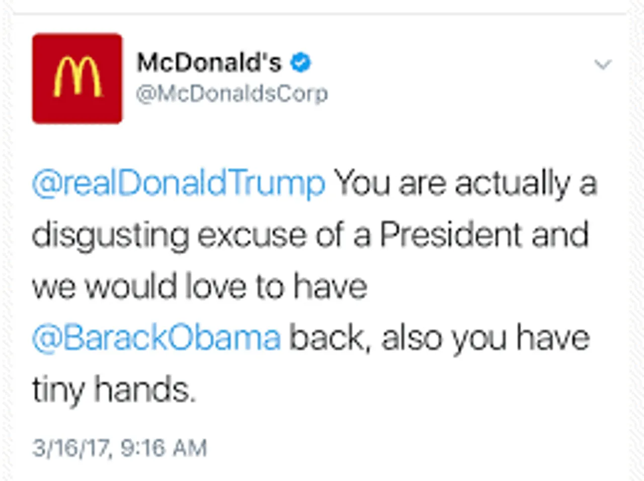 @McDonaldsCorp Hates Trump?