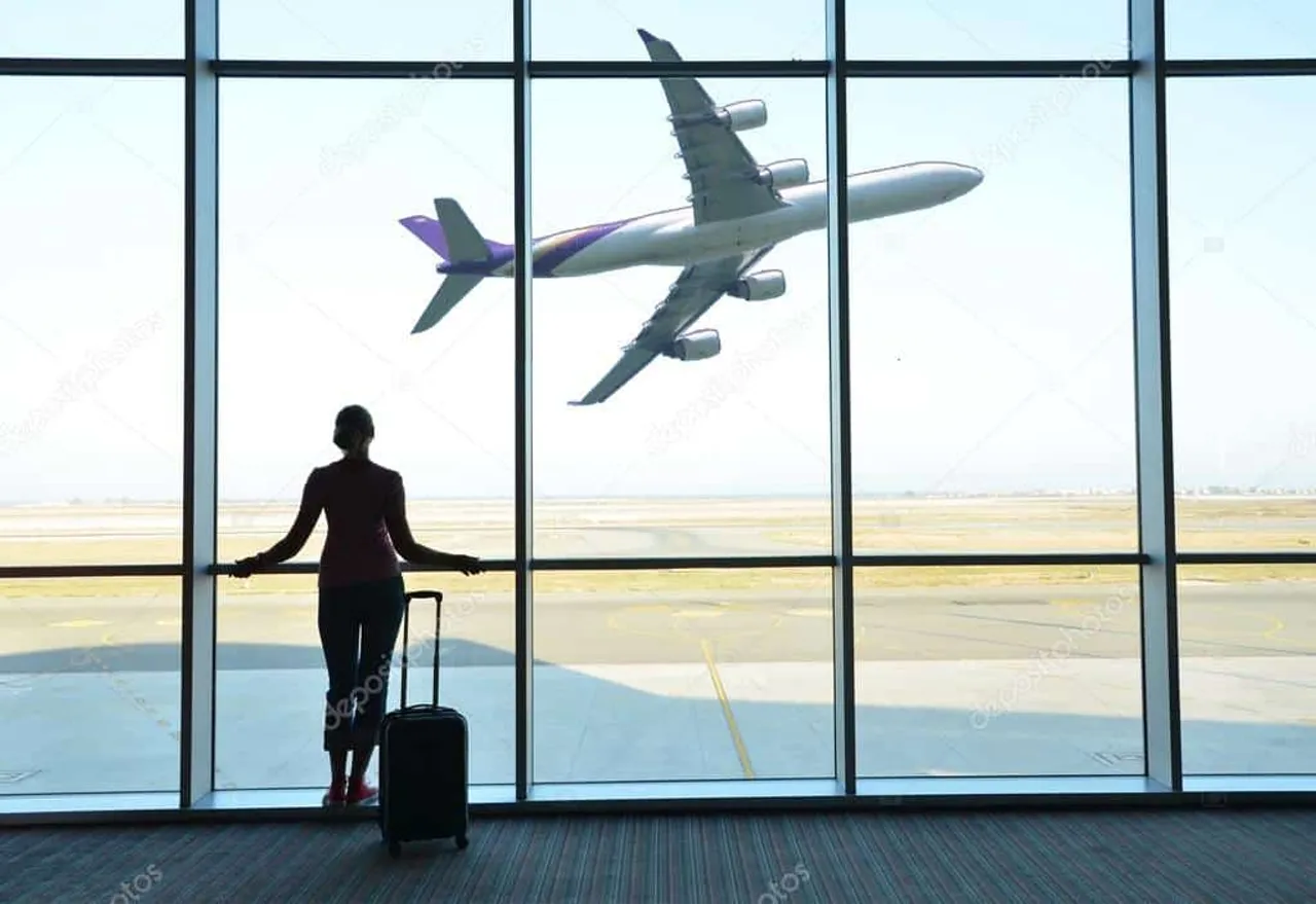 depositphotos stock photo girl at the airport window