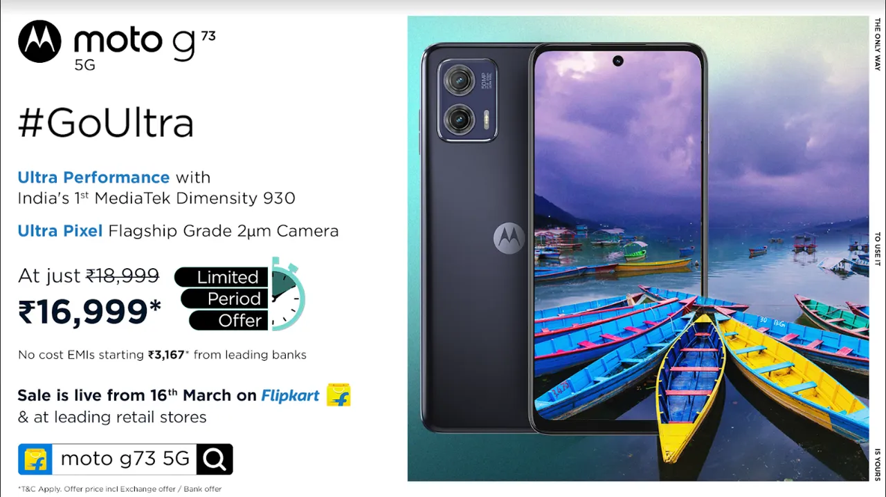 moto g73 5G to Go on Sale on Flipkart, Motorola.in and Reliance Digital, Price Rs 18,999