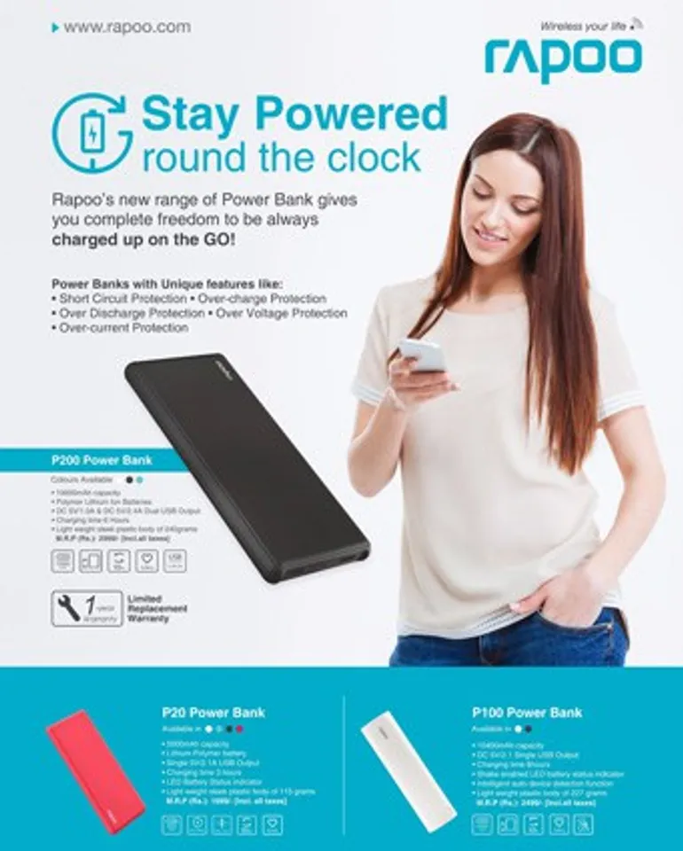 RAPOO Red Carpets BIS certified Power Banks in India
