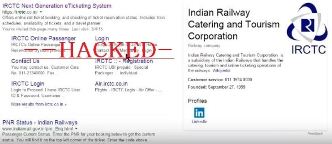 Statement on Indian Railways E-Ticketing Portal Hacking