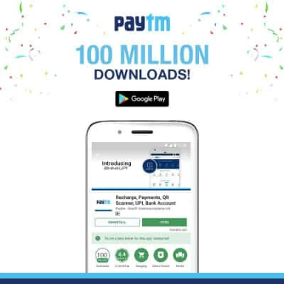 Paytm - India’s first payments app to cross 100 Mn downloads on Google Play Store
